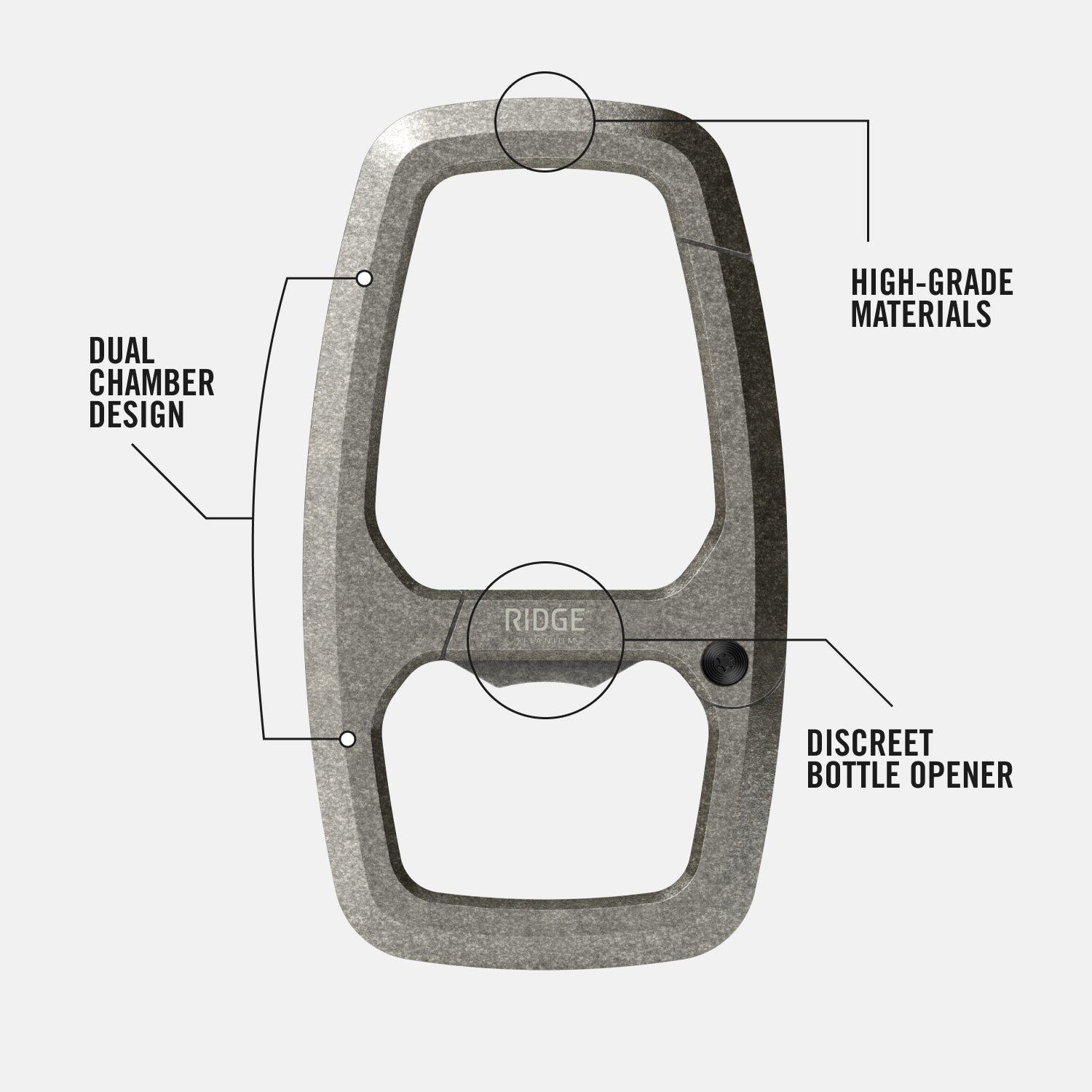 Dual Chamber Carabiner  - Stonewashed Titanium