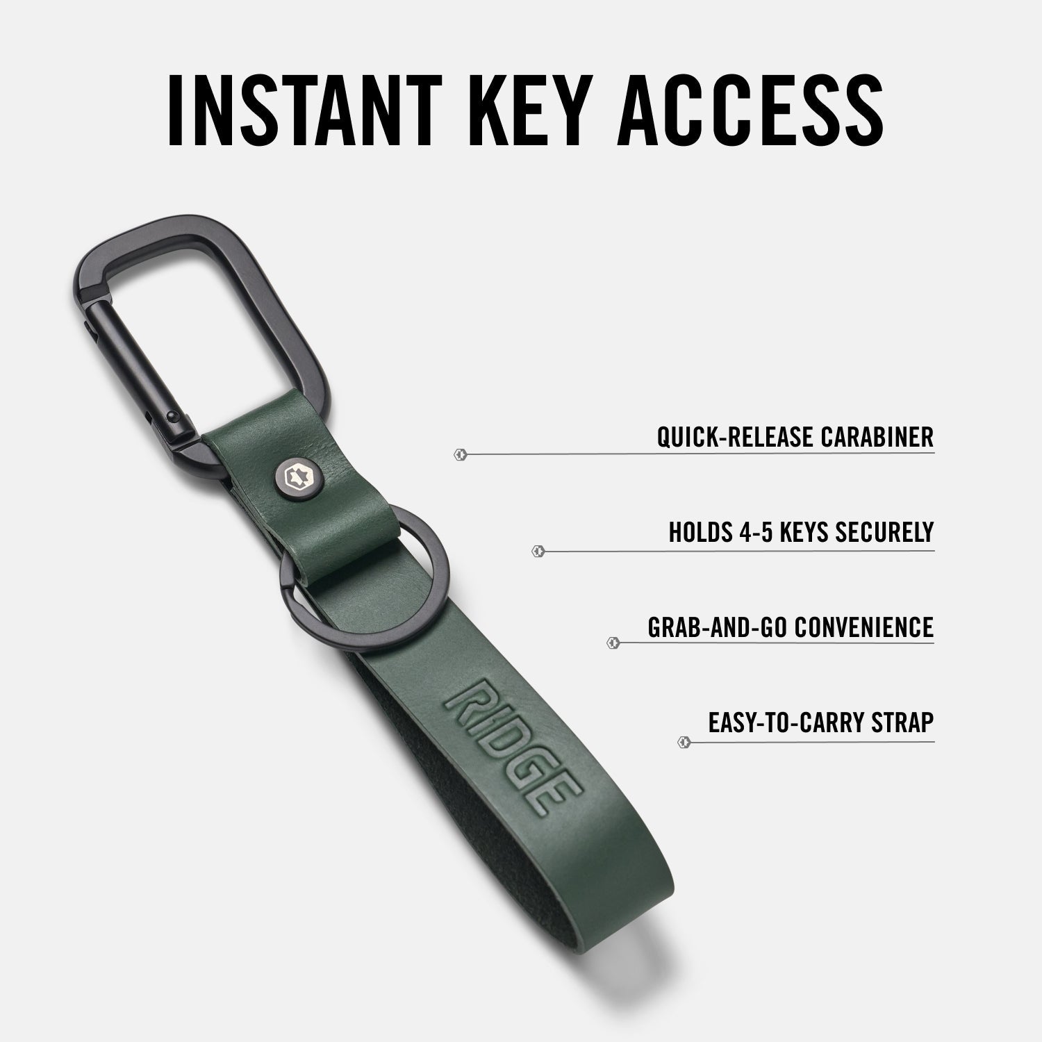 Everyday Keychain - Hunter Green Leather