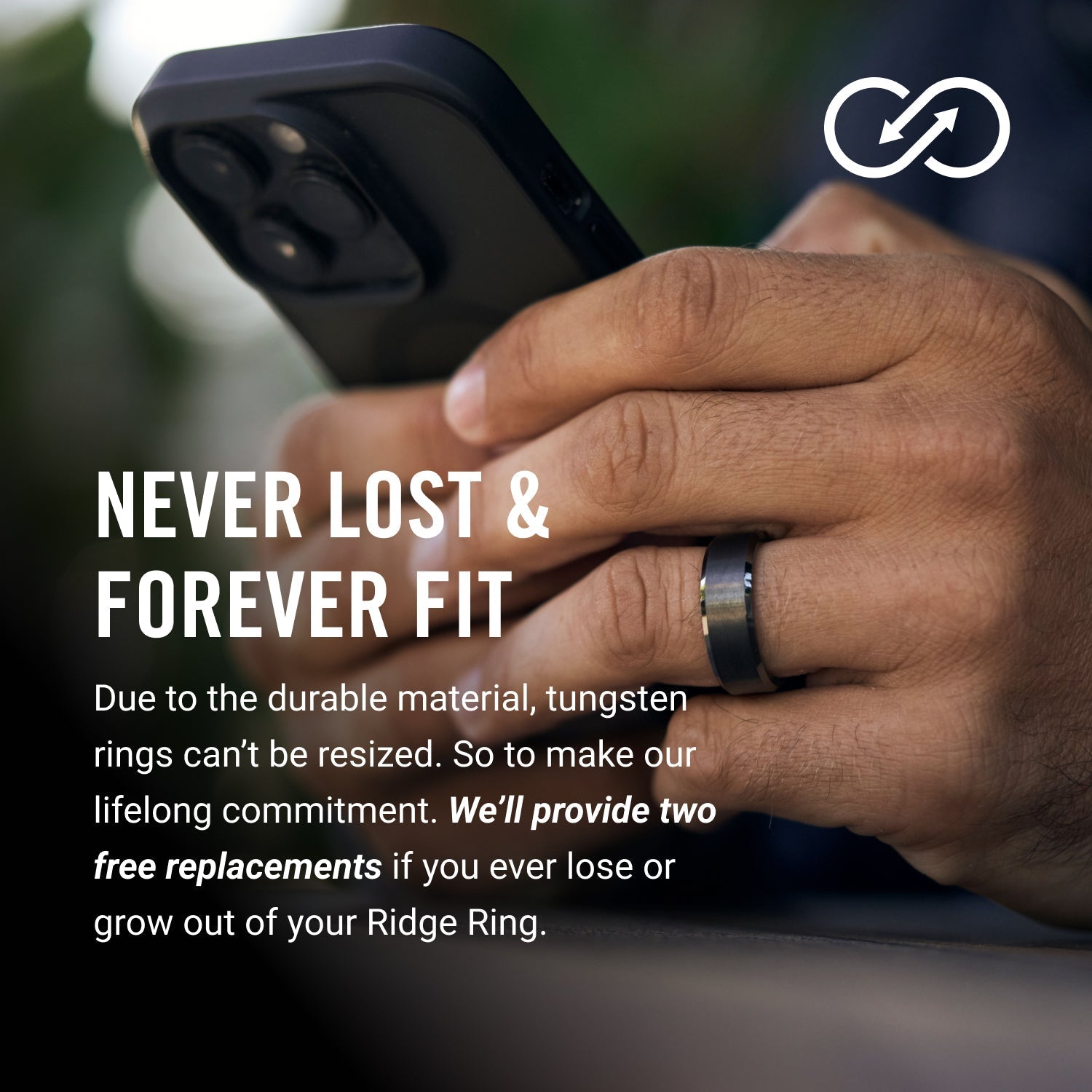 Ridge 8mm Beveled Ring Set - Stonewashed Titanium